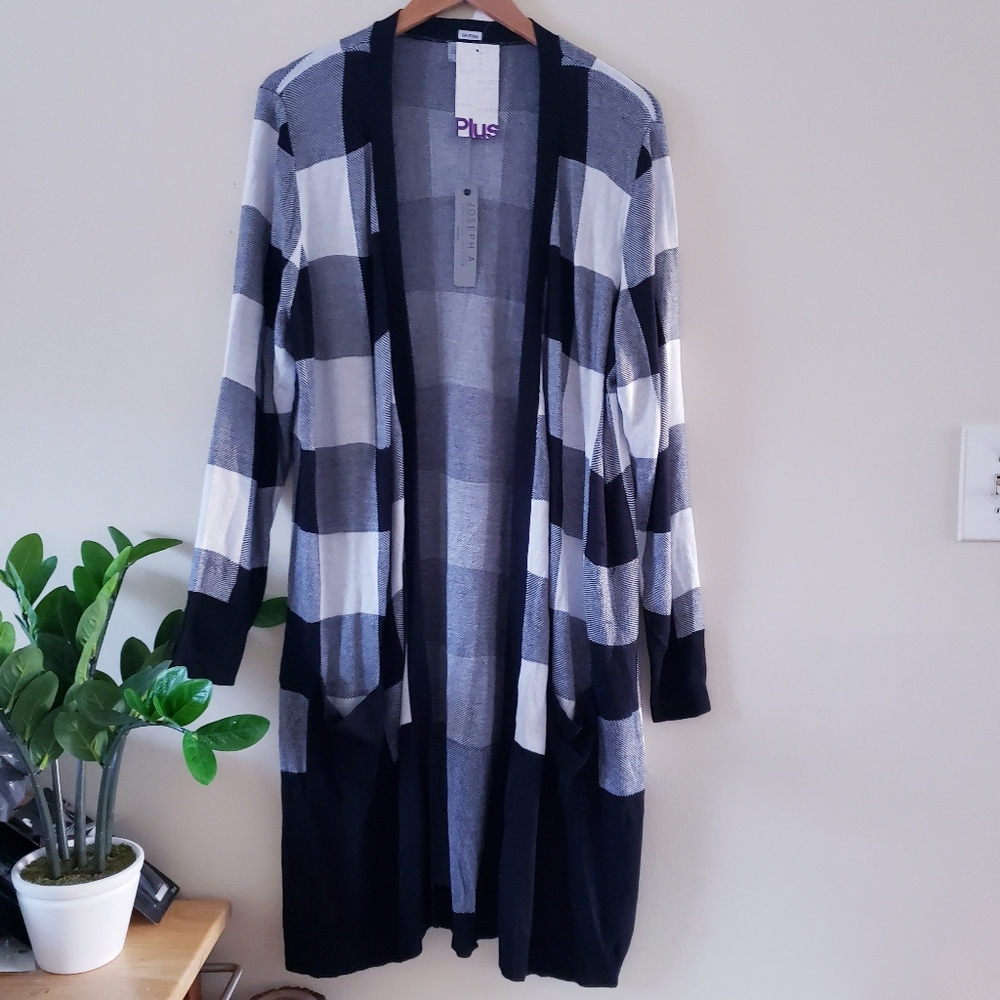 JOSEPH A. BNWT Ribbed Open Front Rayon Long Cardi- Multi 2X